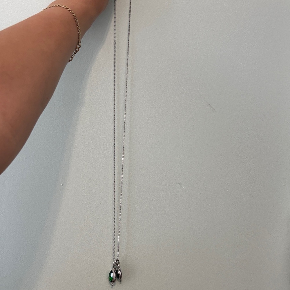 August birth stone Elegant Silver and Green Pendant Necklace